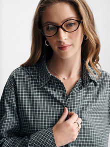 Women's Long Sleeve Plaid Shirt in Green Check - BROOKLYN INDUSTRIES