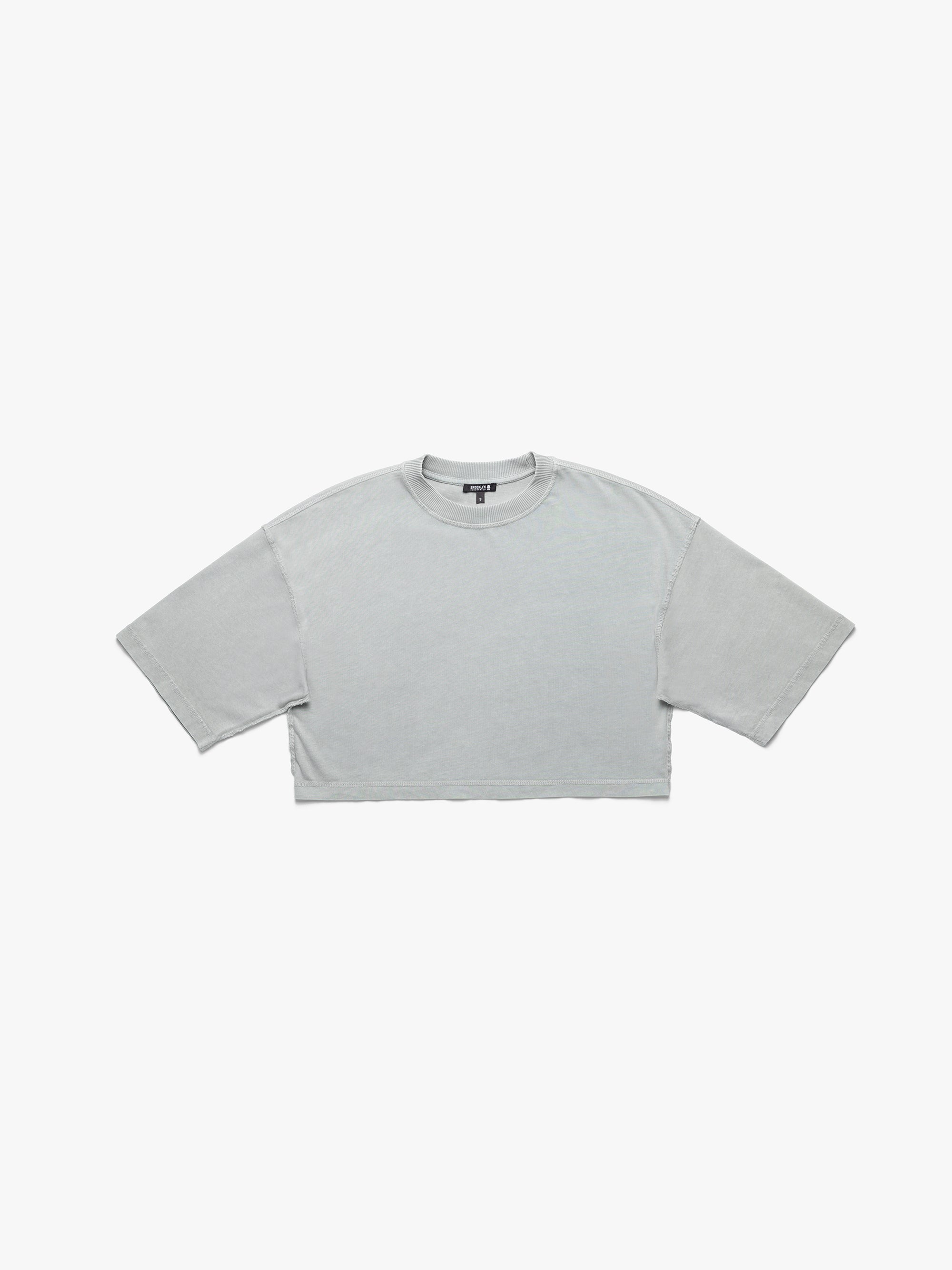 Women's York Oversized Cropped Tee In Fog - BROOKLYN INDUSTRIES