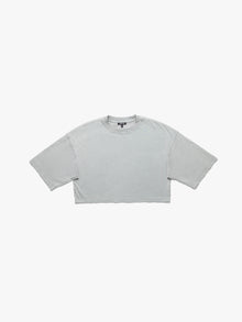 Women's York Oversized Cropped Tee In Fog - BROOKLYN INDUSTRIES