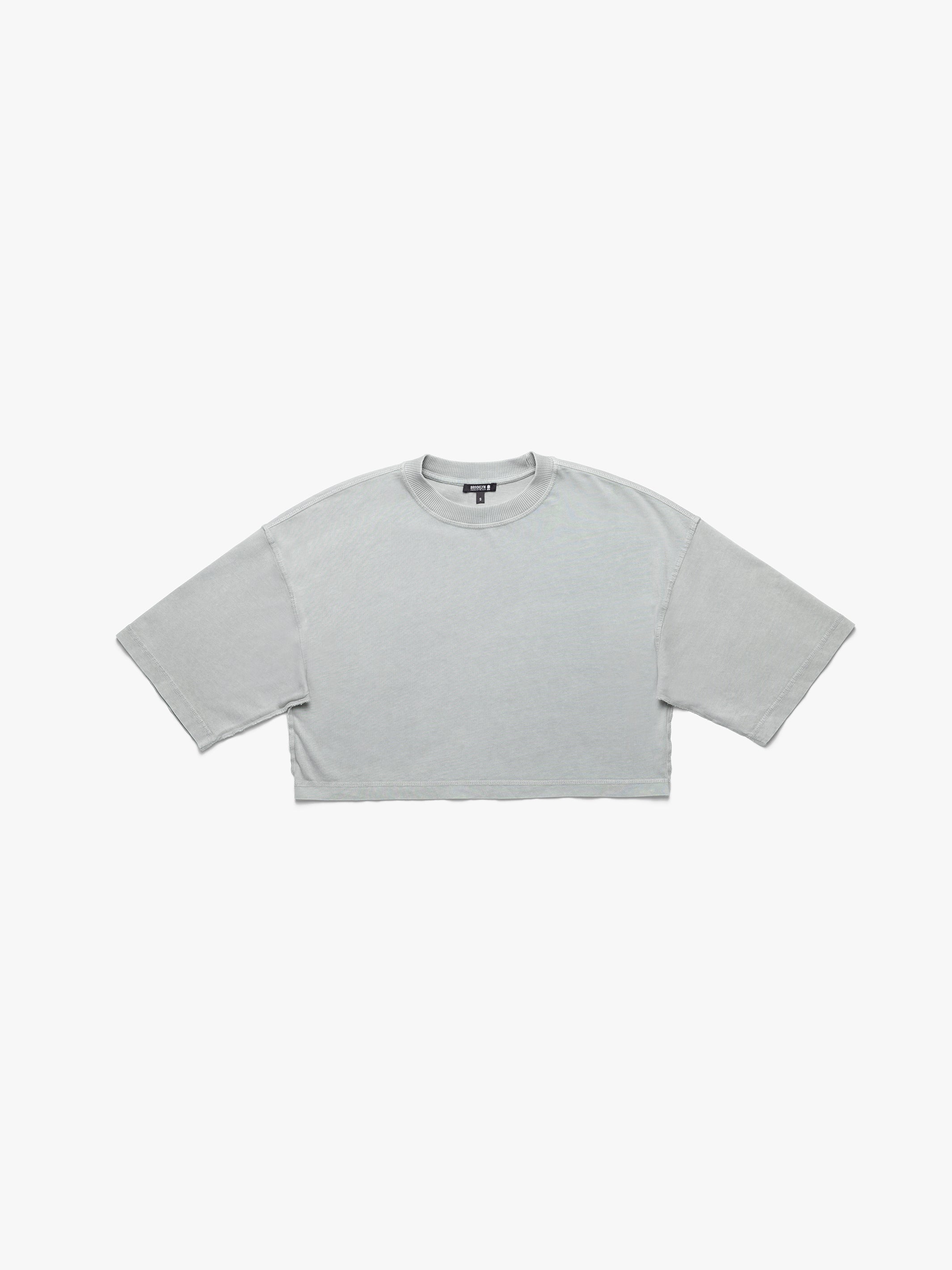 Women's York Oversized Cropped Tee In Fog - BROOKLYN INDUSTRIES