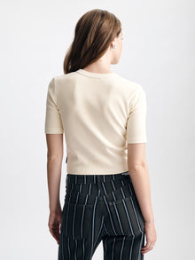 Women's Ribbed Henley T-Shirt in Transparent Yellow - BROOKLYN INDUSTRIES