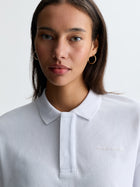 Women's Pique Polo Long Sleeve T-Shirt in White - BROOKLYN INDUSTRIES