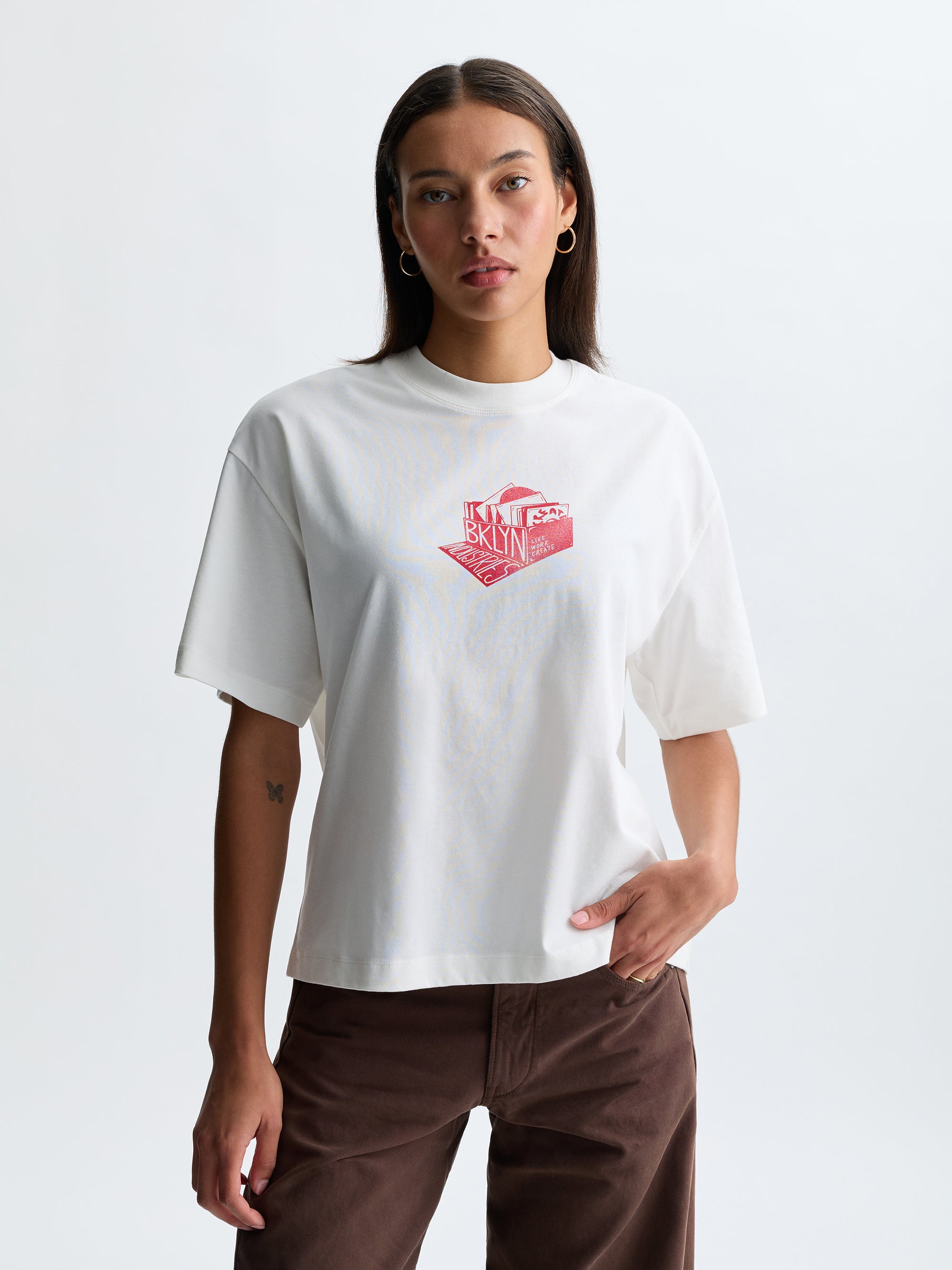 Women's BKLYN Records T-Shirt in White - BROOKLYN INDUSTRIES