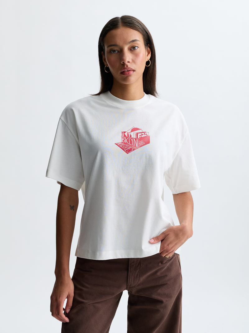 Women's BKLYN Records T-Shirt in White - BROOKLYN INDUSTRIES