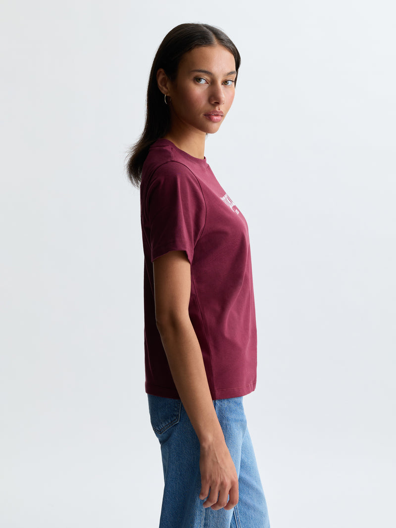 Women's Brooklyn T-Shirt in Maroon Banner - BROOKLYN INDUSTRIES