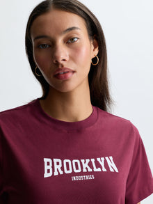 Women's Brooklyn T-Shirt in Maroon Banner - BROOKLYN INDUSTRIES