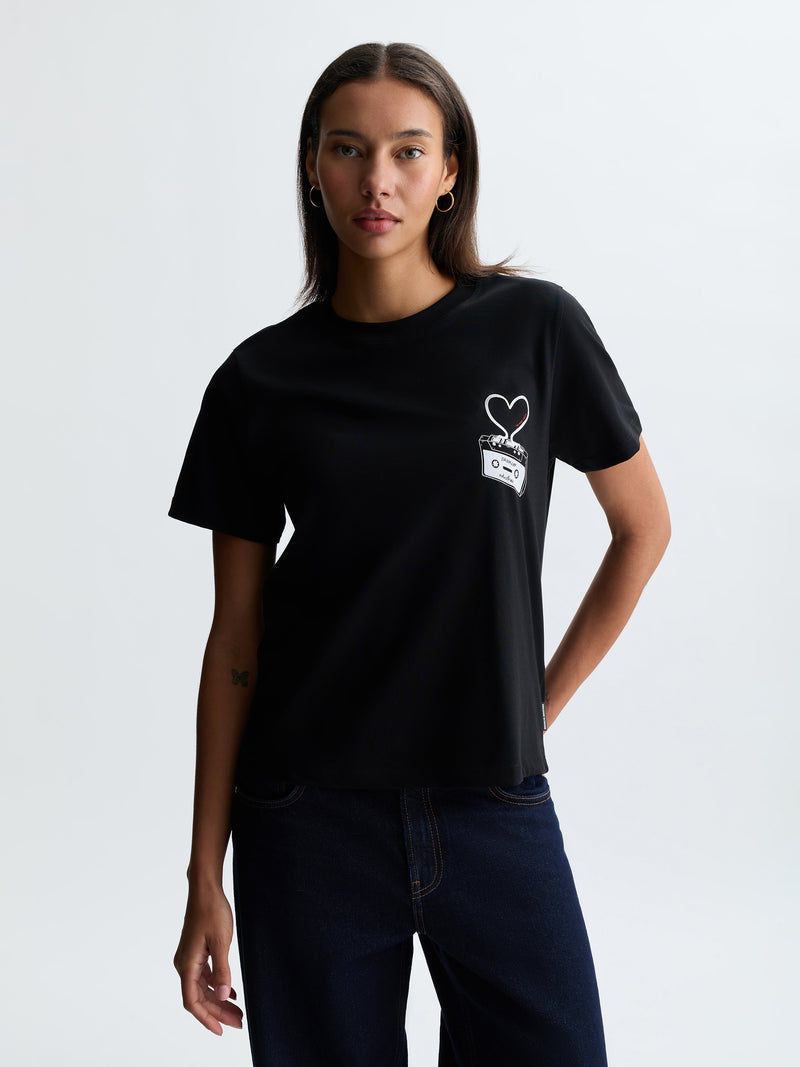 Women's Brooklyn Cassette Tape T-Shirt in Black - BROOKLYN INDUSTRIES