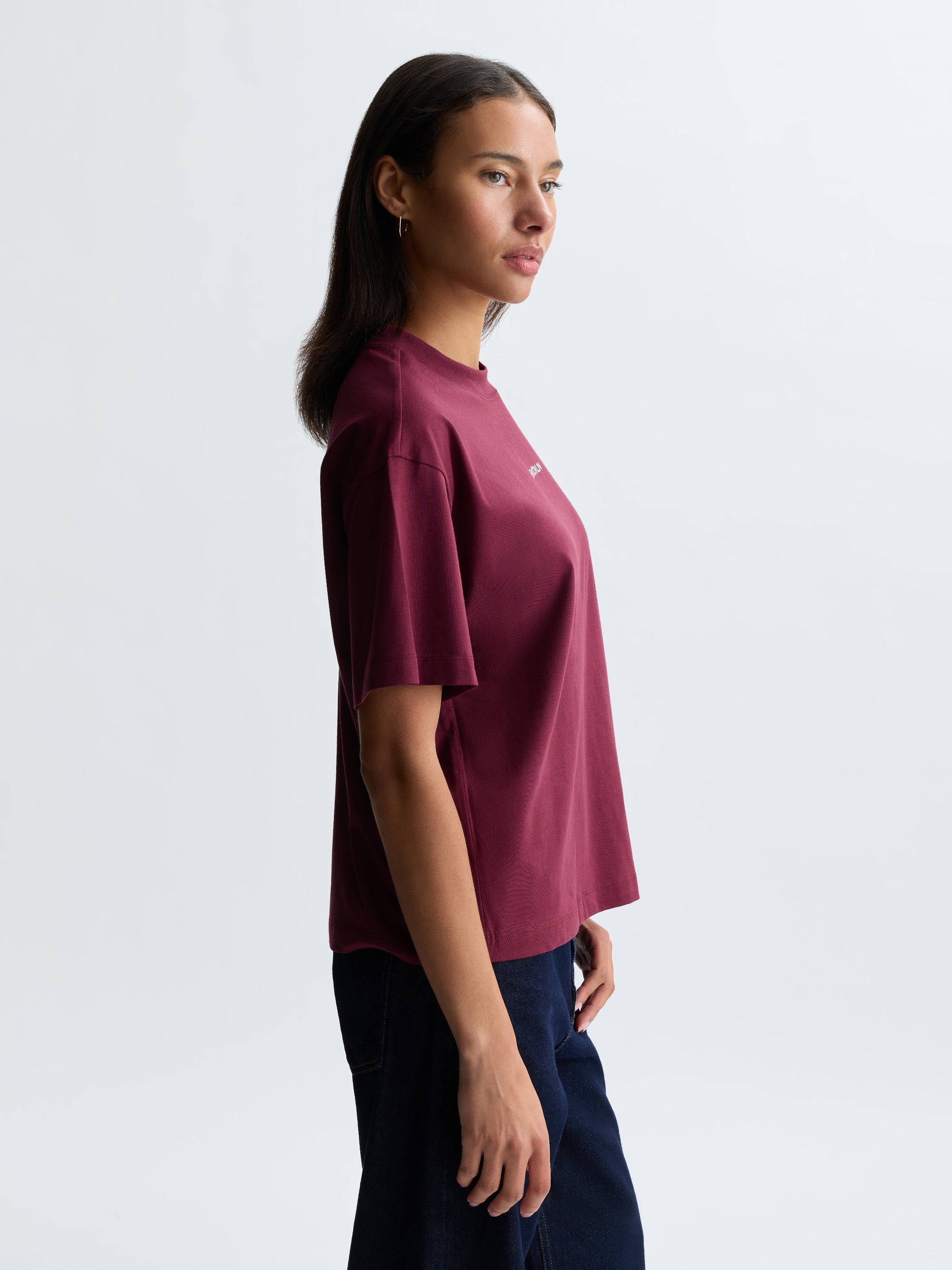 Women's Apple Tree T-Shirt in Maroon Banner - BROOKLYN INDUSTRIES