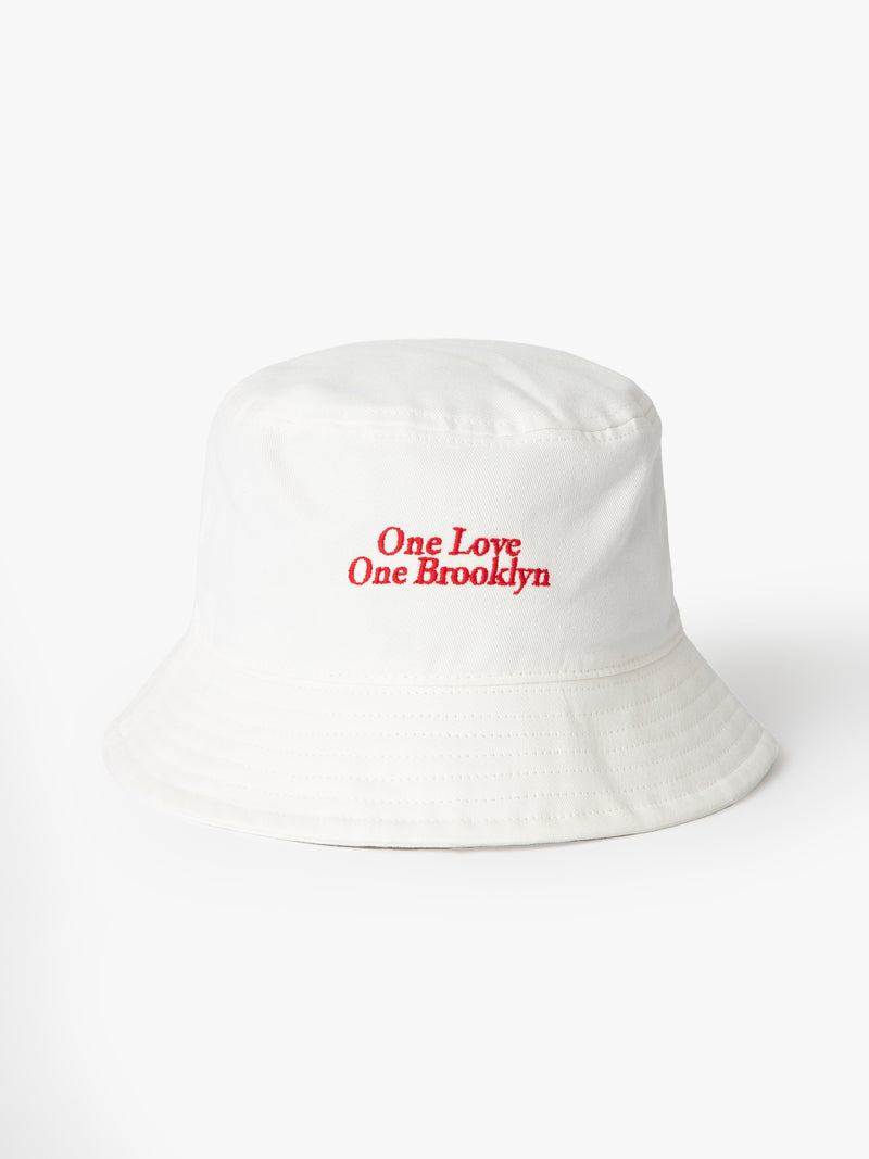 One Love One Brooklyn Bucket Hat in Antique White - BROOKLYN INDUSTRIES