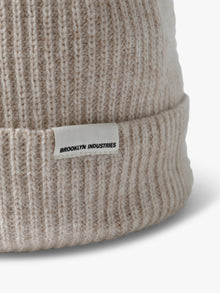 Ribbed Logo Tab Beanie in Summer Sand - BROOKLYN INDUSTRIES