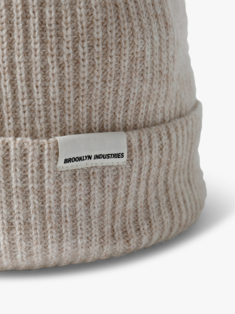 Ribbed Logo Tab Beanie in Summer Sand - BROOKLYN INDUSTRIES
