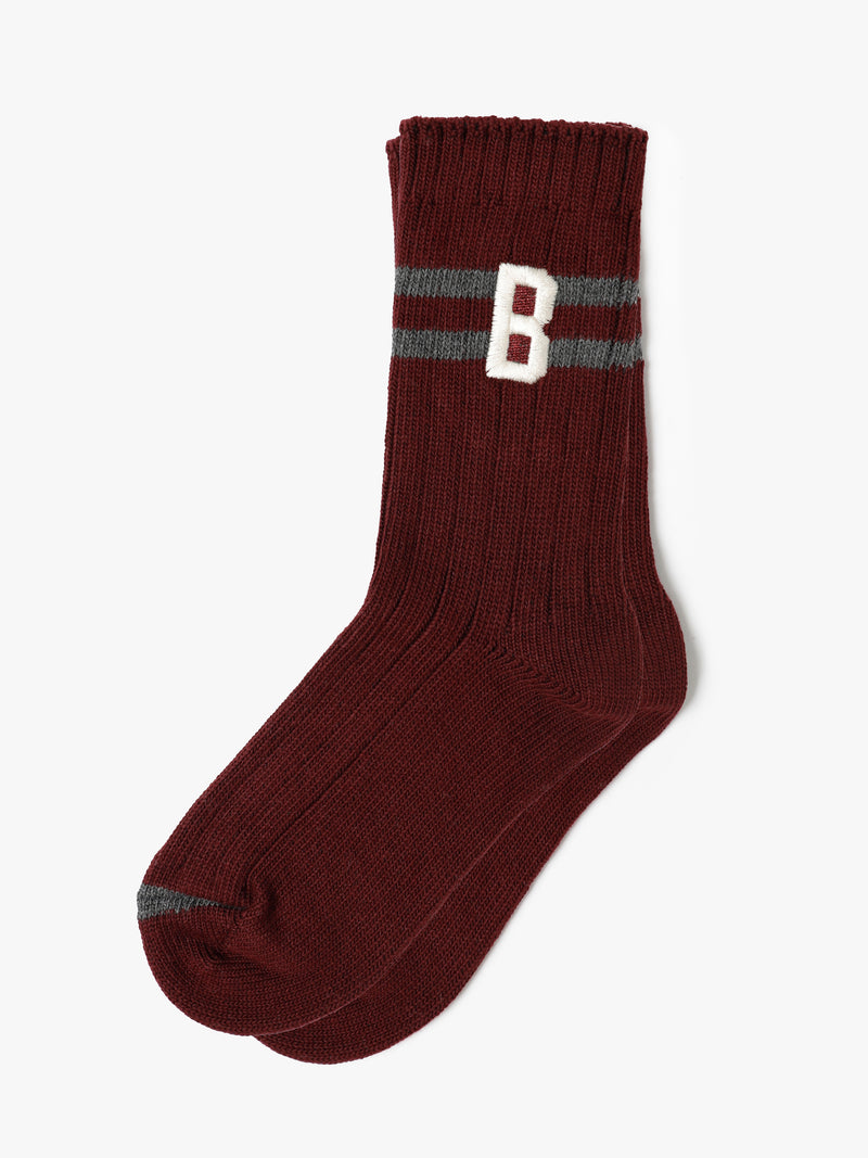 Women's Brooklyn Varsity Boot Socks in Maroon Banner - BROOKLYN INDUSTRIES