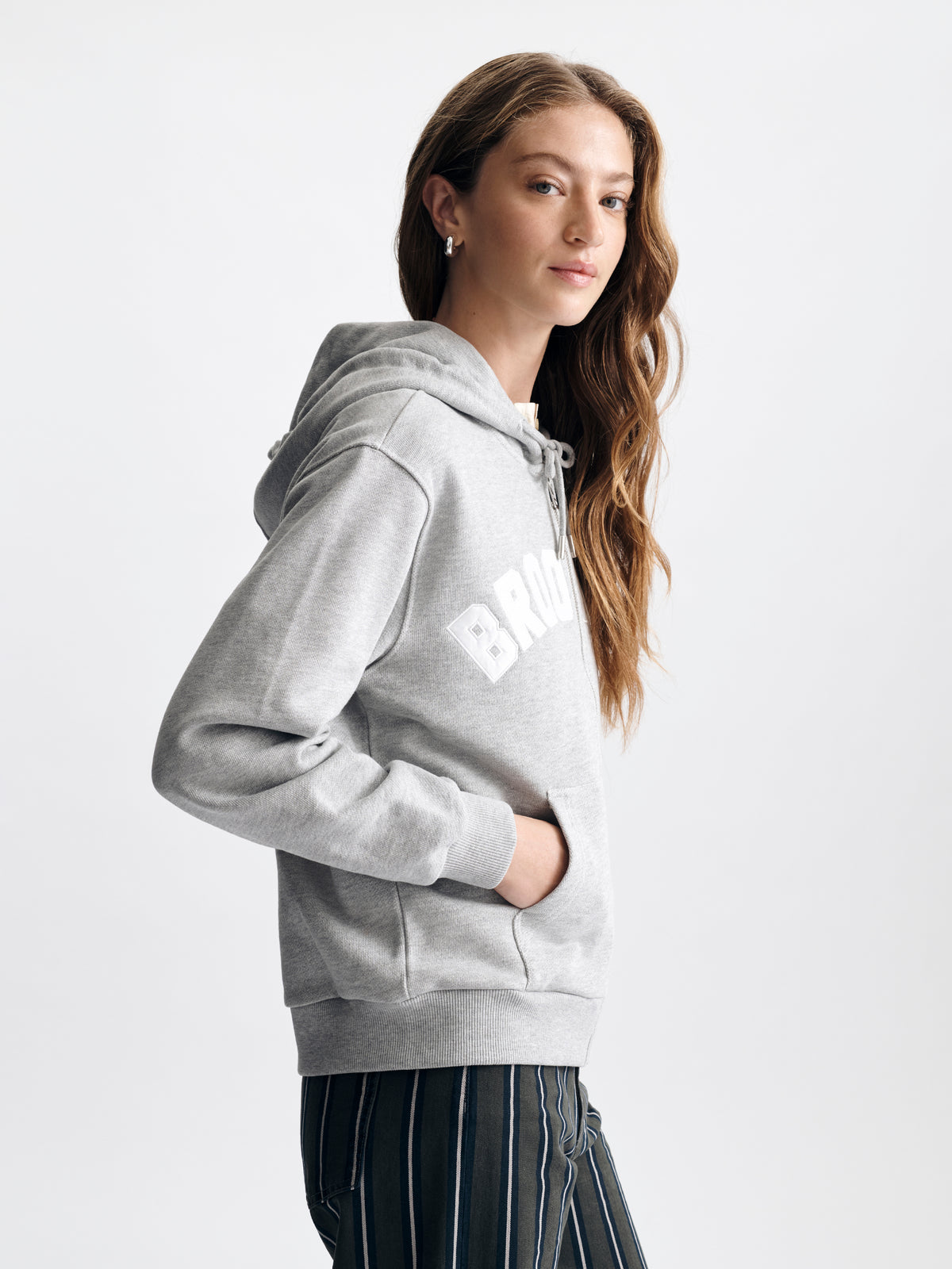 Women's Brooklyn Zip-Up Hoodie in Light Grey Melange - BROOKLYN INDUSTRIES
