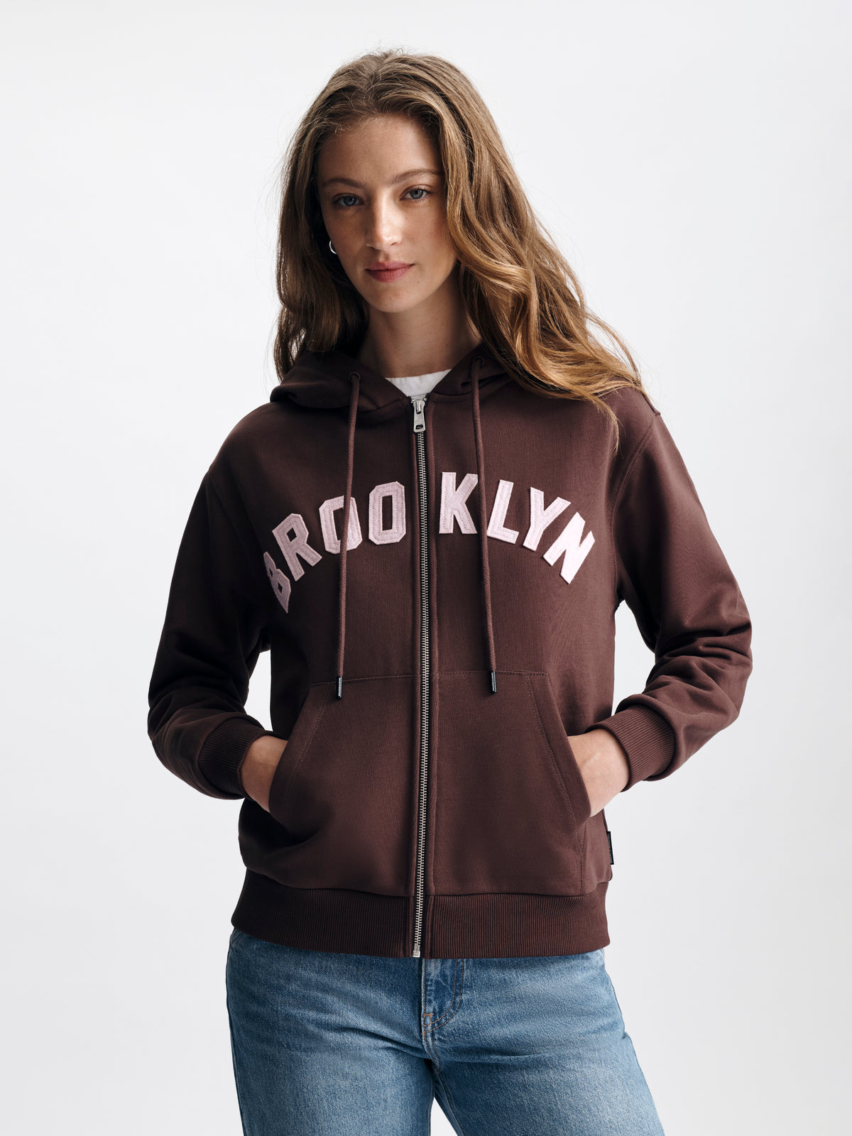 Women's Brooklyn Zip-Up Hoodie in Chicory Coffee - BROOKLYN INDUSTRIES