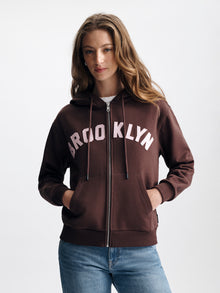 Women's Brooklyn Zip-Up Hoodie in Chicory Coffee - BROOKLYN INDUSTRIES