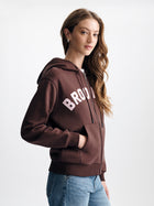 Women's Brooklyn Zip-Up Hoodie in Chicory Coffee - BROOKLYN INDUSTRIES