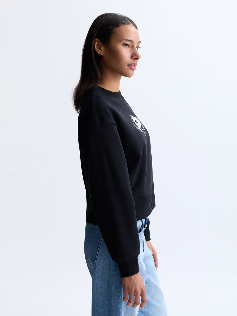 Women's Heart Crew Neck Sweatshirt in Black - BROOKLYN INDUSTRIES