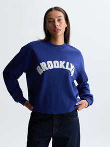 Women's Brooklyn Crew Neck Sweatshirt in Blueprint - BROOKLYN INDUSTRIES