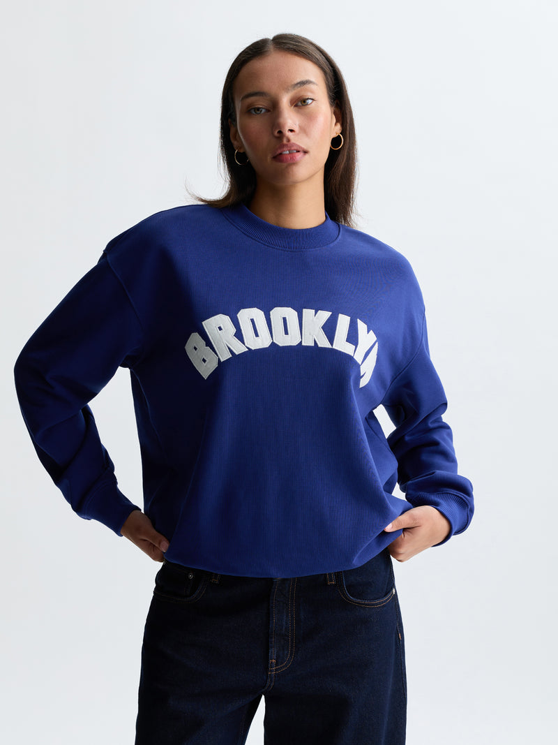 Women's Brooklyn Crew Neck Sweatshirt in Blueprint - BROOKLYN INDUSTRIES