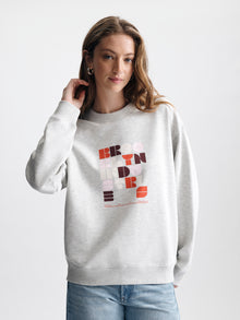 Women's Logo Crew Neck Sweatshirt in Light Grey Melange - BROOKLYN INDUSTRIES