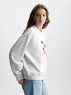 Women's Logo Crew Neck Sweatshirt in Light Grey Melange - BROOKLYN INDUSTRIES