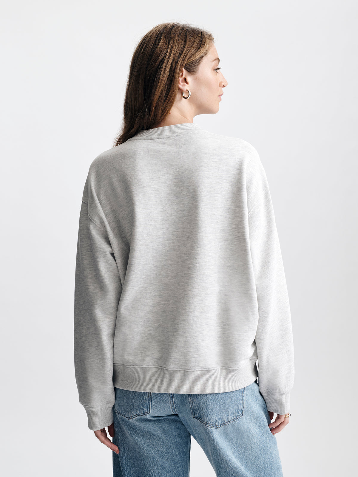 Women's Logo Crew Neck Sweatshirt in Light Grey Melange - BROOKLYN INDUSTRIES