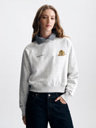 Women's Flower Bouquet Crew Neck Sweatshirt in Light Grey Melange - BROOKLYN INDUSTRIES