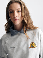 Women's Flower Bouquet Crew Neck Sweatshirt in Light Grey Melange - BROOKLYN INDUSTRIES