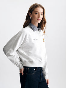 Women's Flower Bouquet Crew Neck Sweatshirt in Light Grey Melange - BROOKLYN INDUSTRIES