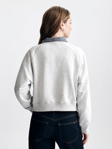 Women's Flower Bouquet Crew Neck Sweatshirt in Light Grey Melange - BROOKLYN INDUSTRIES