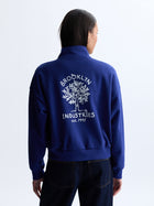 Women's Apple Tree Half Zip Sweatshirt in Blueprint - BROOKLYN INDUSTRIES