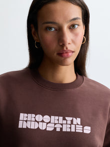 Women's Logo Crew Neck Sweatshirt in Chicory Coffee - BROOKLYN INDUSTRIES