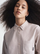 Women's Long Sleeve Shirt in Burgundy Striped