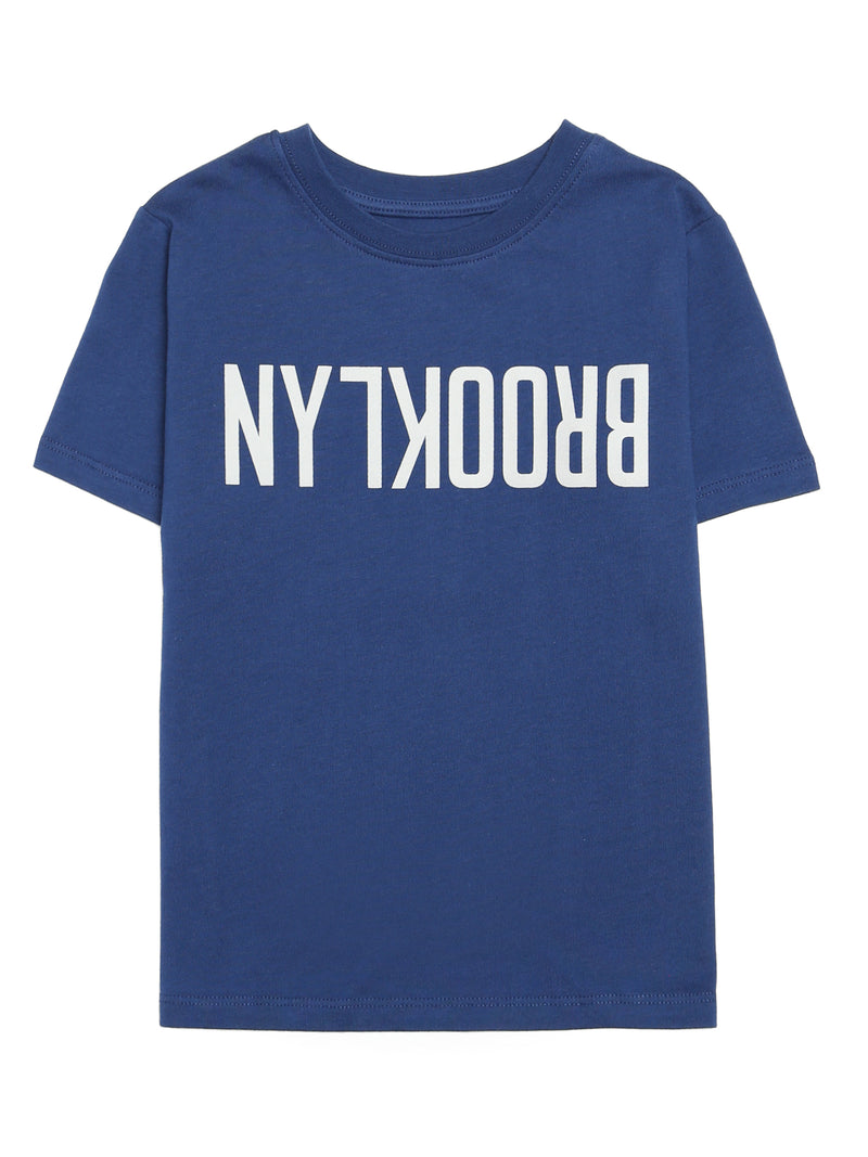 Boy's Reversed Brooklyn T-Shirt in Mood Indigo - BROOKLYN INDUSTRIES