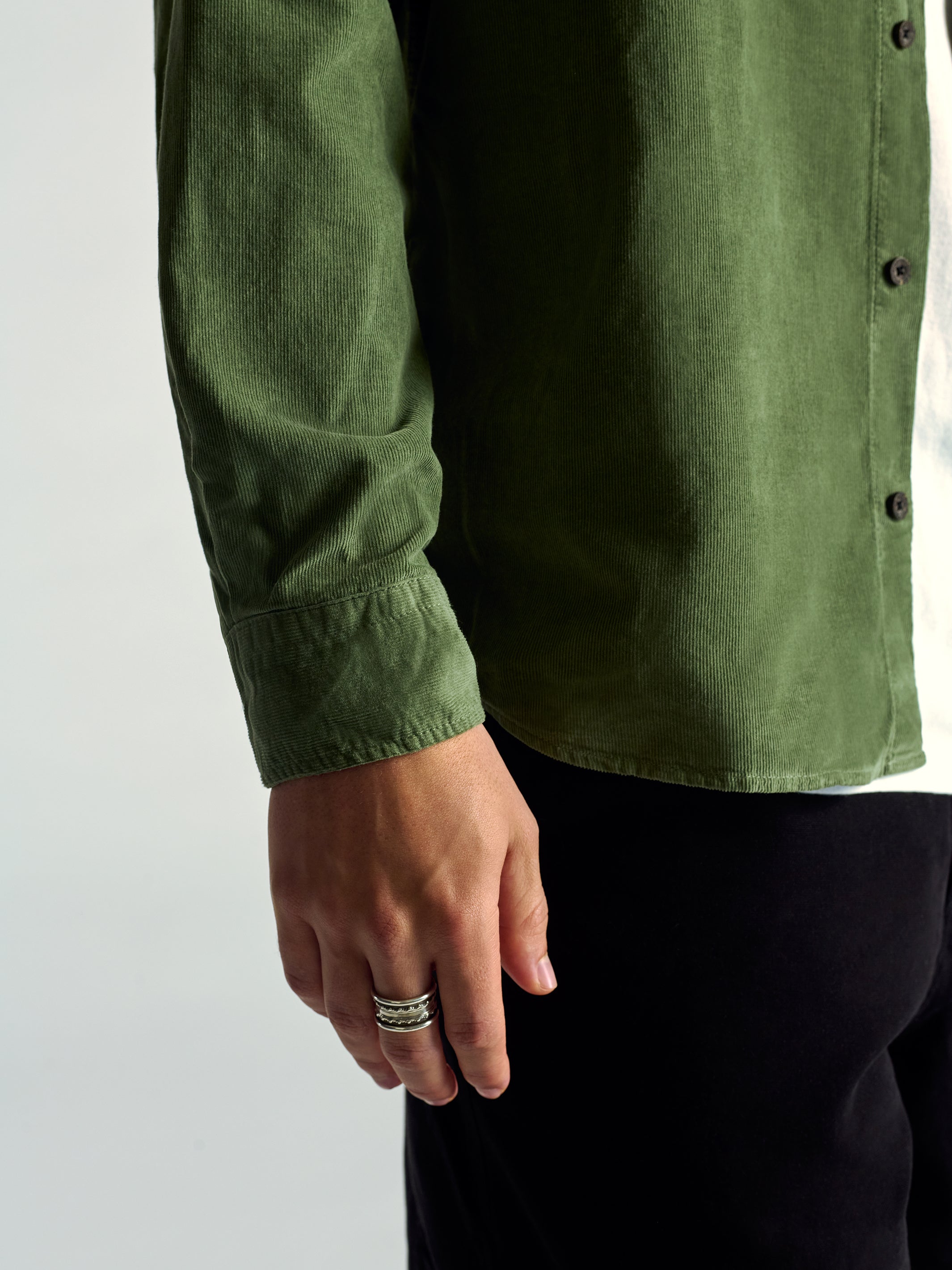 Men's Long Sleeve Corduroy Shirt In Agave Green - BROOKLYN INDUSTRIES