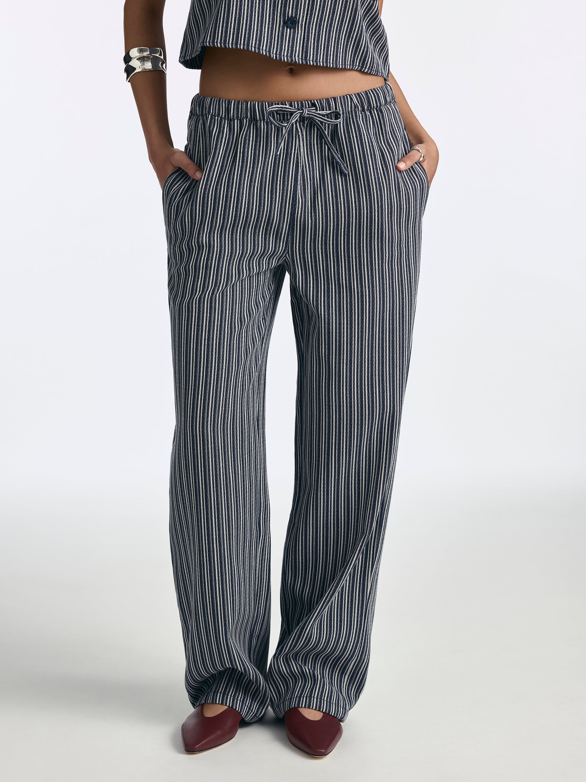Women's Drawstring Striped Pants - BROOKLYN INDUSTRIES