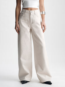Women's Morgan Wide Leg Jeans in Light Cream Colored Denim - BROOKLYN INDUSTRIES
