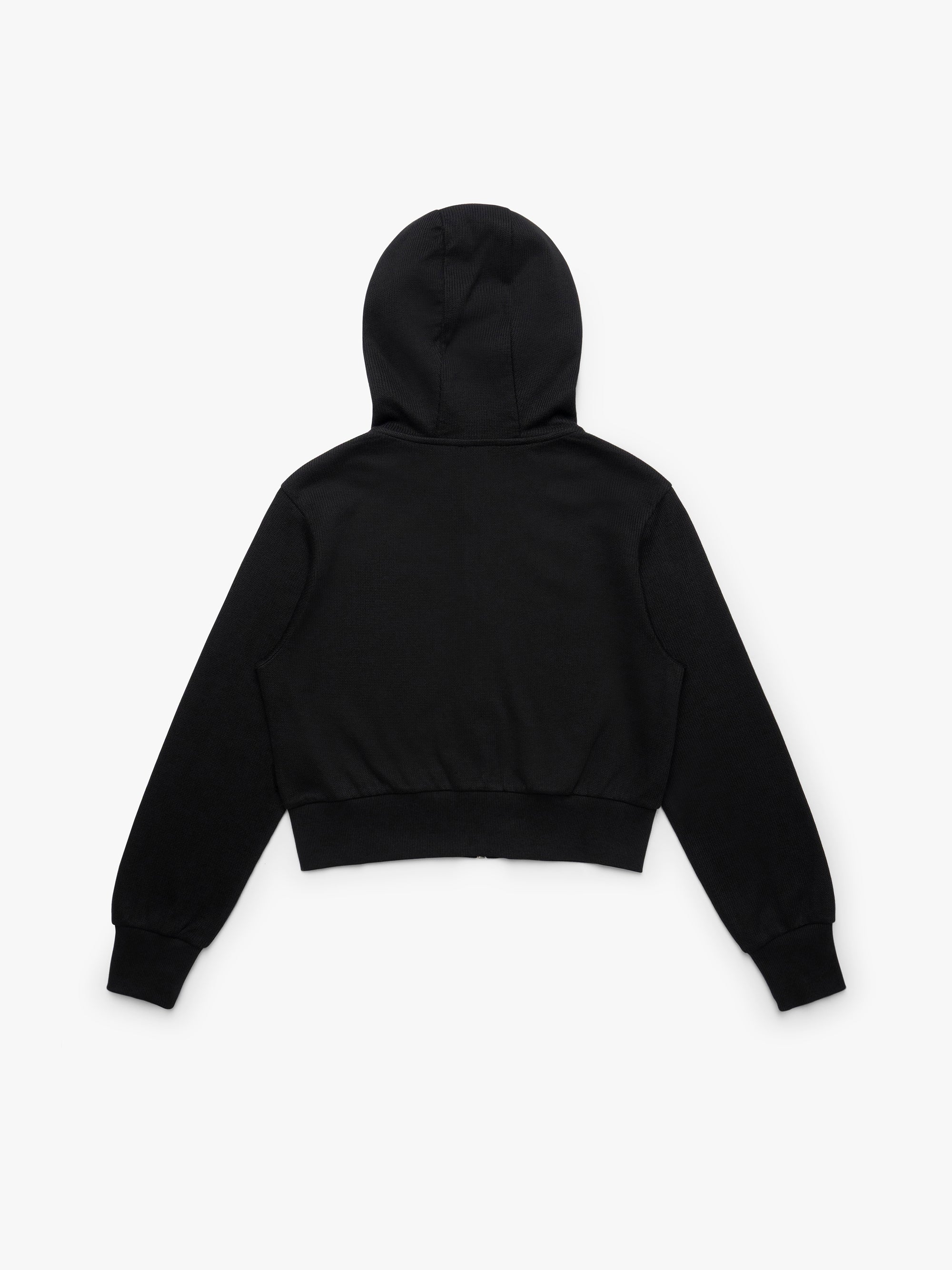 Women's Cropped Zip-Up Hoodie in Black - BROOKLYN INDUSTRIES