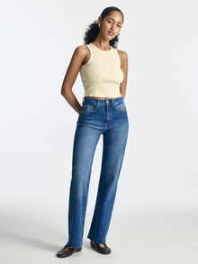 Park High Rise Wide Leg Jeans in Dark Brushed Denim - BROOKLYN INDUSTRIES