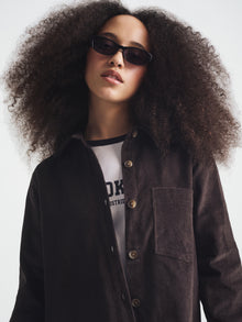 Women's Long Sleeve Corduroy Shirt in Espresso