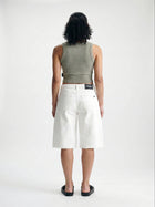 Women's Ribbed Cropped Tank Top in Shadow - BROOKLYN INDUSTRIES