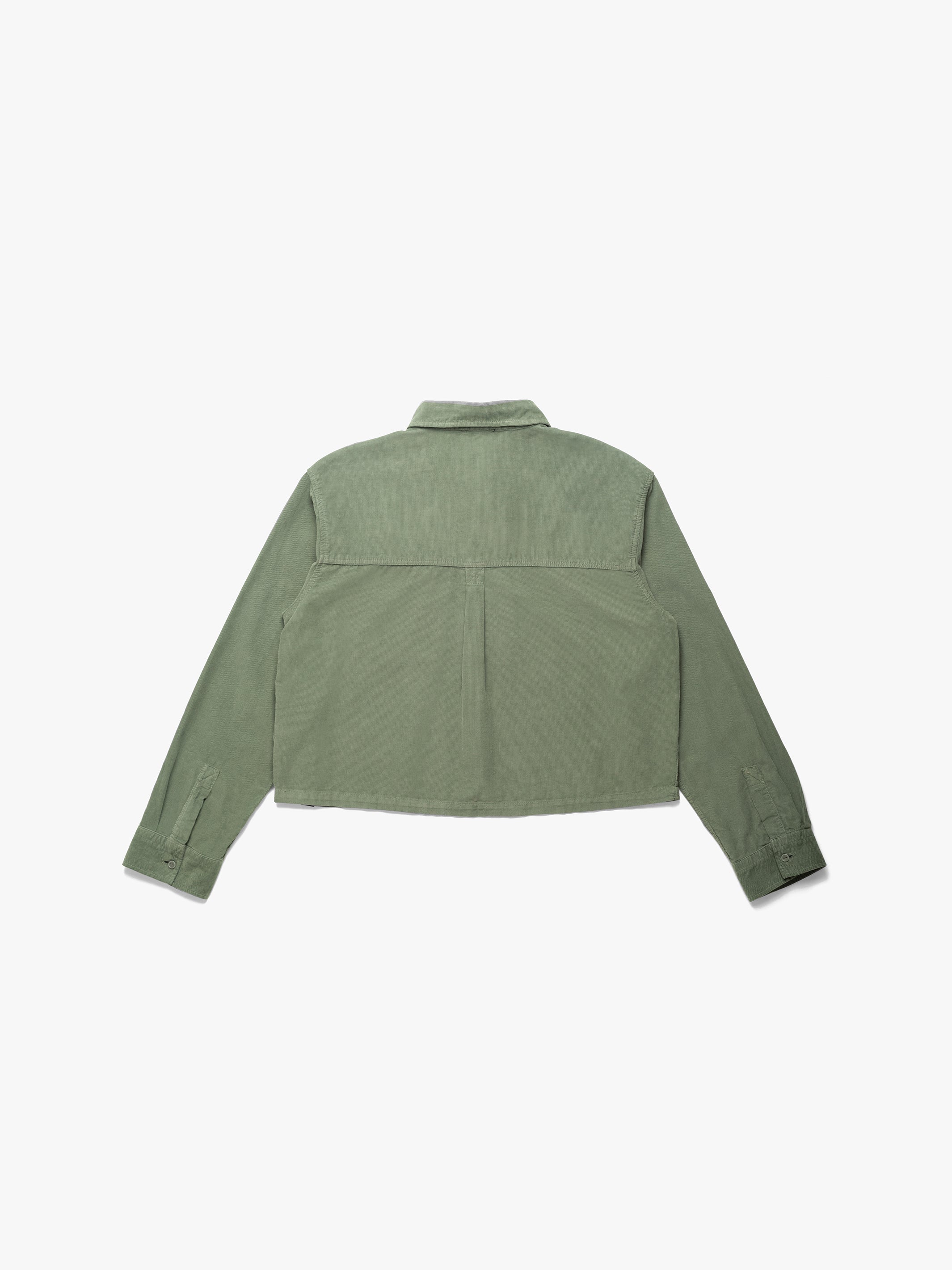 Women's Graham Corduroy Cropped Shirt in Moss - BROOKLYN INDUSTRIES