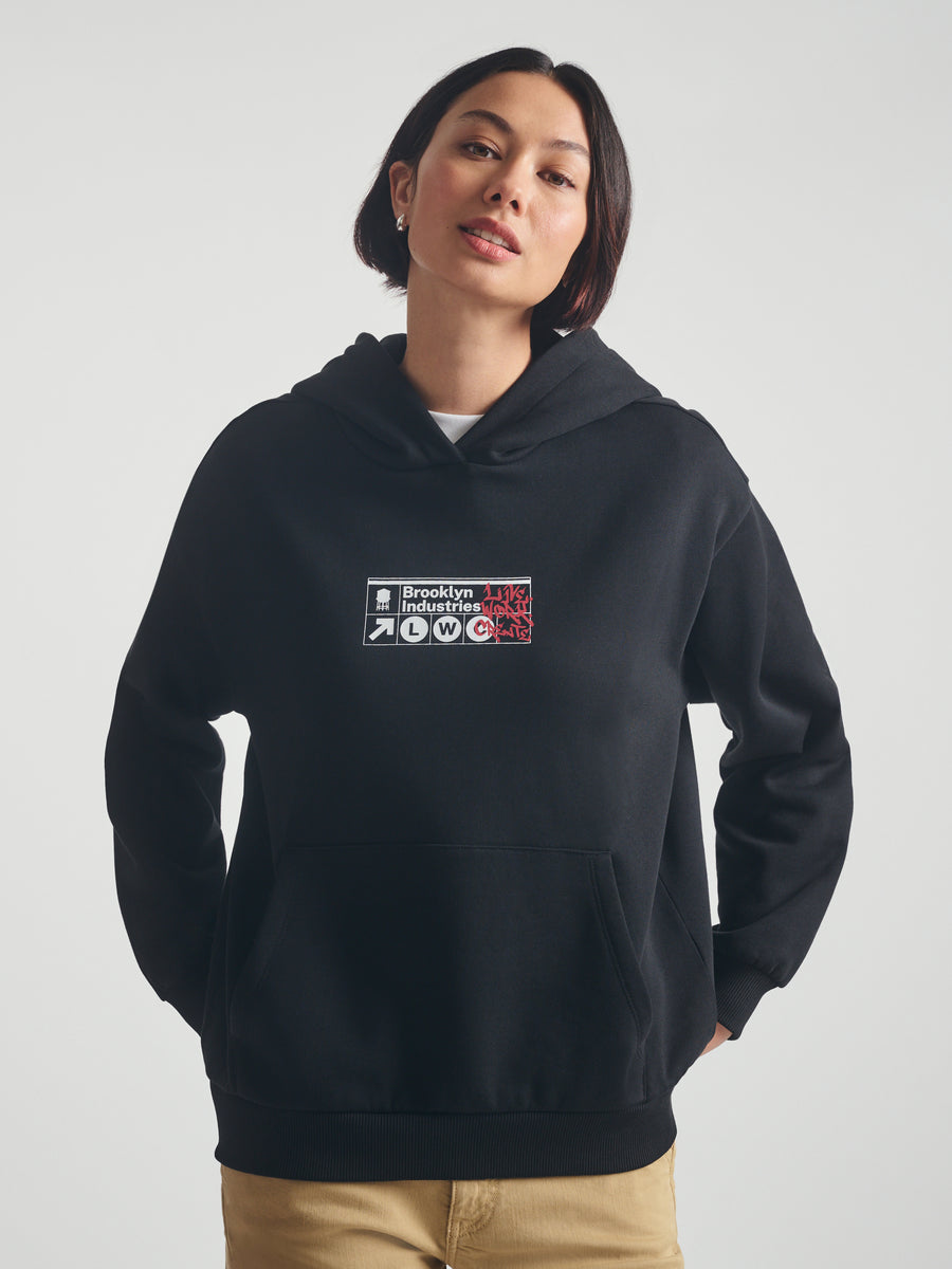 Women's Brooklyn Subway Hoodie in Black - BROOKLYN INDUSTRIES