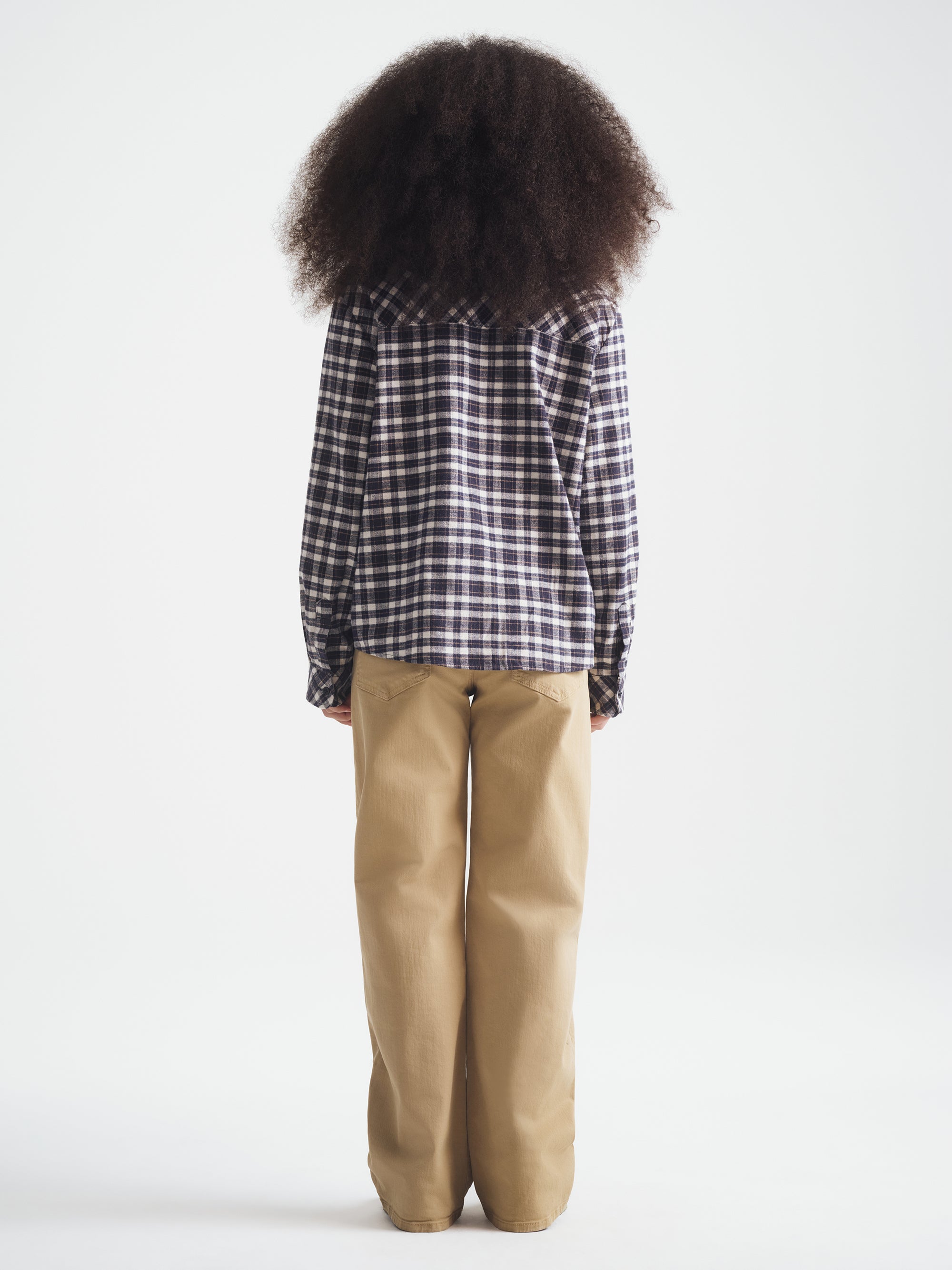 Women's Long Sleeve Plaid Shirt in Navy Check - BROOKLYN INDUSTRIES