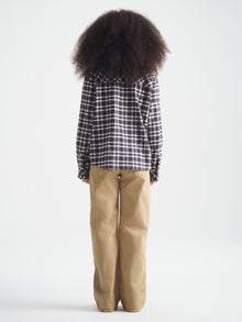 Women's Long Sleeve Plaid Shirt in Navy Check - BROOKLYN INDUSTRIES