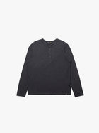 Men's Long Sleeve Henley T-Shirt In Black - BROOKLYN INDUSTRIES