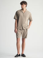 Men's Linen-Blend Short Sleeve Shirt In Winter Twig - BROOKLYN INDUSTRIES