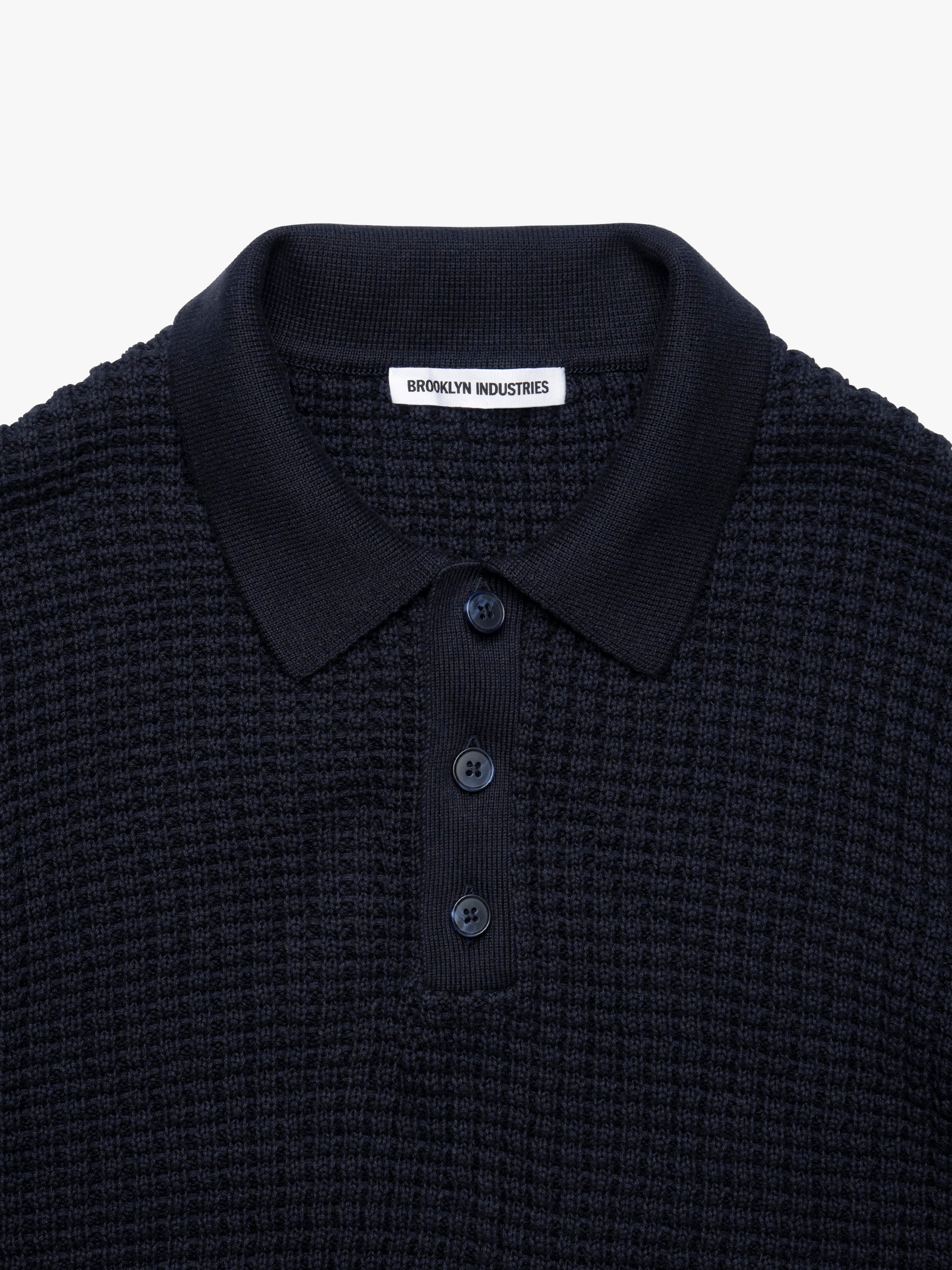 Men's Polo Sweater in Total Eclipse - BROOKLYN INDUSTRIES