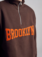 Men's Campus Half Zip Sweatshirt In Coffee Bean - BROOKLYN INDUSTRIES