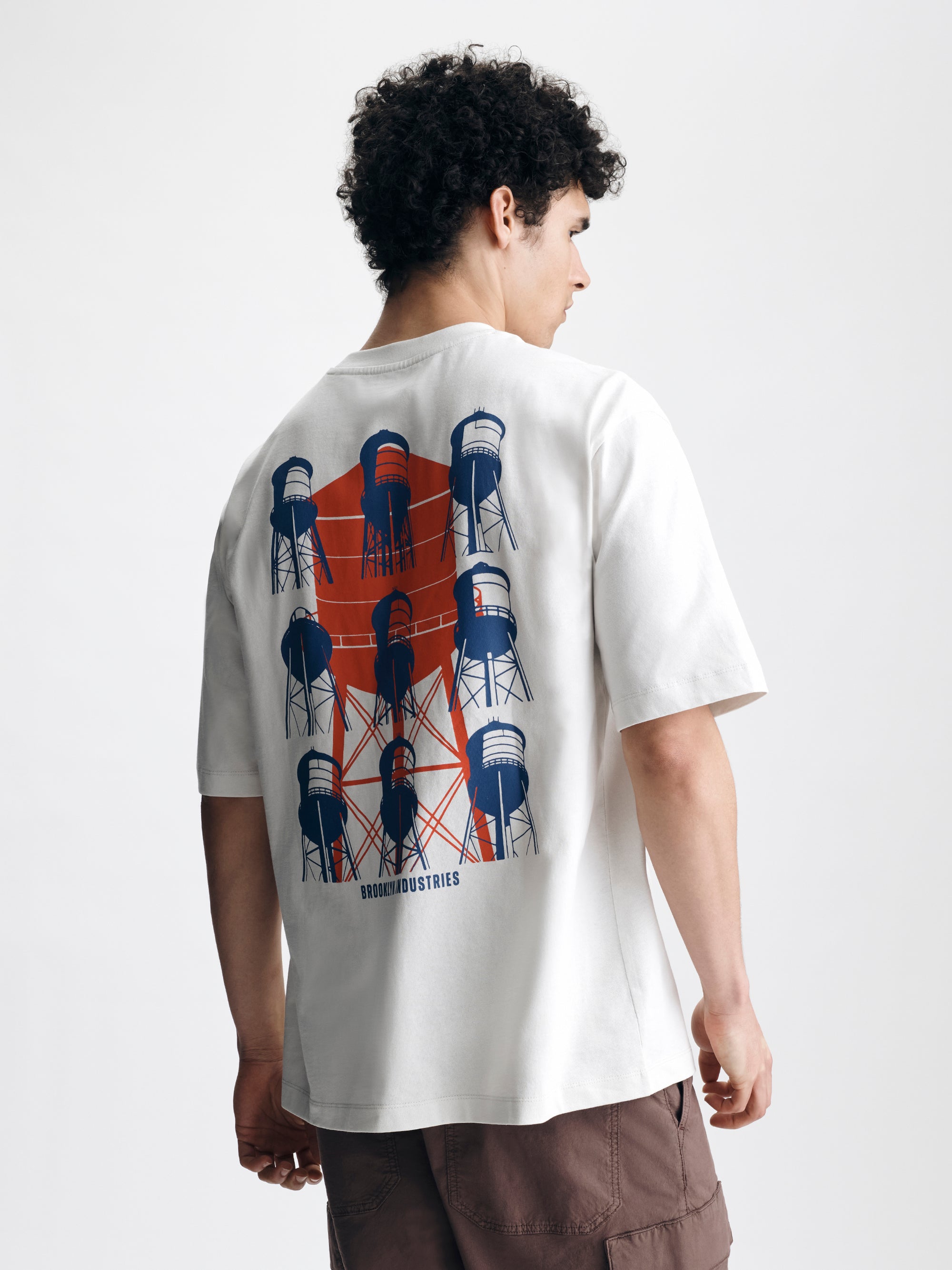 Men's Water Tower T-Shirt in White Onyx - BROOKLYN INDUSTRIES